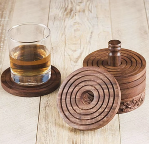 Posavasos de madera de acacia de lujo con incrustaciones de latón, posavasos redondos personalizados al por mayor para vajilla de bar y regalos para eventos - Product Image 4