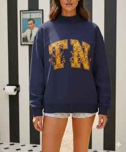 Winter Solid Casual Women's Mock Neck Oversized Heavyweight Fleece Front <b>Sweatshirt</b> Polyester/Cotton <b>Long</b> Sleeve - Product Image 4