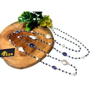 สร้อยคอประดับด้วยลูกปัดสำหรับผู้หญิงสร้อยคอประดับอัญมณีหลากสีประดับมุกแซฟไฟร์แทนซาเนตธรรมชาติเครื่องประดับแฟชั่น - Product Image 5