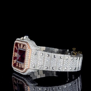 Reloj de Hip Hop Personalizado de Alta Calidad con Diamantes Moissanite VVS Completamente Engastados, Caja Cuadrada de Acero Inoxidable de Lujo, Automático, con Números Romanos - Product Image 2