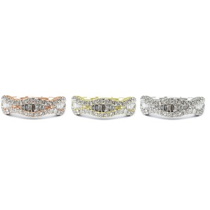 Oem Jewelry Fiable High Quality 18K Solid White Gold Real Diamond Round & Baguette Wedding Band para mujer - Product Image 4