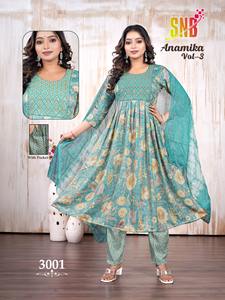 Parapluie de concepteur indien coupé avec broderie travail feuille de capsule lourde imprimé haut bas avec Chanderi Dupatta par exportation - Product Image 6