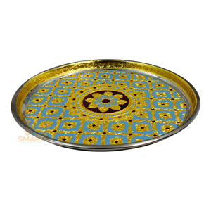 Meenakari Modern Stainless Steel Silver-Plated Round Pooja Thali Tableware with Welding for Home & Wedding Decoration Gifting - Product Image 5