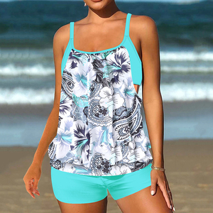 PASUXI femmes deux <span class=keywords><strong>pièces</strong></span> maillots <span class=keywords><strong>de</strong></span> <span class=keywords><strong>bain</strong></span> Tankini ensemble avec manches volantes Floral col rond maillots <span class=keywords><strong>de</strong></span> <span class=keywords><strong>bain</strong></span> été plage maillots <span class=keywords><strong>de</strong></span> <span class=keywords><strong>bain</strong></span> - Product Image 4