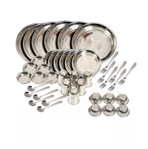 Service de table en acier inoxydable avec logo personnalisé de luxe service de vaisselle pour restaurant dernier ensemble de table fantaisie en acier inoxydable - Product Image 1