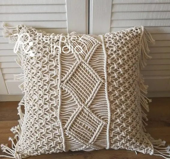 Macrame คุชชั่นแบบครอบคลุม,ผู้ผลิตจำนวนมากและผลิตโดยเครื่องตรวจวัดน้ำตาลในอินเดียผลิตในอินเดียเพื่อคุณภาพที่ดีที่สุดและราคาต่ำ Macrame Cushi