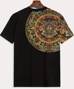 T-shirt pour homme à imprimé ethnique original - Col rond décontracté, vêtements d'été pour l'extérieur, anti-rétrécissement, respirant, 100% coton, écologique - Product Image 1