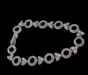 优雅设计闪亮珠宝镀银手工锆石手链，适合女性使用，批发价可用