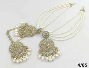 ต่างหูชุบทองแบบอินเดียทรง Motipearl ทรง ovalshape แบบดั้งเดิมและต่างหูหินพร้อมโซ่มุกโมติคคาชุดผู้หญิงและเด็กผู้หญิง - Product Image 4