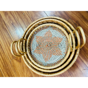 Buen precio, bandeja para servir de algas marinas tejida a mano, vajilla de laca estilo granja para sala de estar, artículos de cocina, venta al por mayor - Product Image 1