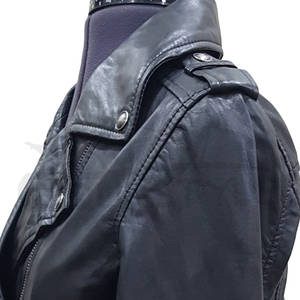 Unisex Antique Zipper Lambskin <b>Leather</b> <b>Jacket</b> With Pockets Loose Fit <b>Long</b> Sleeves Real <b>Leather</b> Moto <b>Jacket</b> for Women and Men - Product Image 5