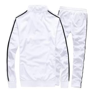 ชุดวอร์มแฟชั่นสำหรับผู้ชายชุดวอร์มแขนยาวระบายอากาศได้ดีชุดออกกำลังกายสองชิ้นสีพื้น - Product Image 4