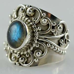 Boho Chic <b>Labradorite</b> Oval Cut 925 Sterling Silver Handmade <b>Ring</b> Perfect November Birthstone Jewelry Gift for Her Birthday - Product Image 2