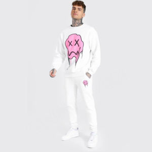 Survêtement avec logo brodé personnalisé survêtement à manches longues en coton de haute qualité pour garçons sweats à capuche ensemble de sport deux pièces - Product Image 5