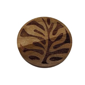 Sous-verre à thé en bois naturel fabriqué à la main de qualité supérieure pour le bureau de l'hôtel Logo de taille personnalisée d'Inde-pour les articles de cadeau - Product Image 5