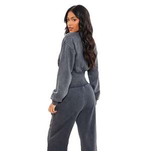 Nuevo chándal Vintage con lavado ácido para mujer, conjunto de 2 piezas de algodón personalizable a la moda, pantalones de chándal transpirables, logotipo de otoño - Product Image 5