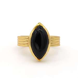 Black Onyx Brass <b>Ring</b> 18k <b>Gold</b> Plated Classic Vintage Wholesale <b>Ring</b> For Women - Product Image 1
