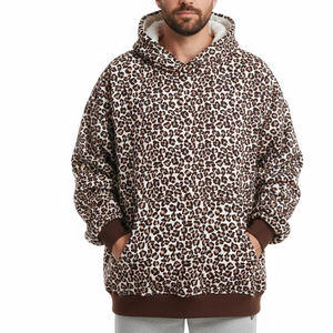 Fabrication professionnelle de sweats à capuche personnalisés à imprimé léopard pour hommes, design très demandé, sweats à capuche à imprimé léopard pour hommes en faible MOQ - Product Image 1