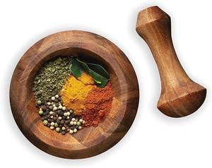 Olmec Mortier et pilon Bois d'acacia Herbe Épice Masher Mortier Pilon Broyeur/Hachoir pour herbes pour ail Presse Moulin à café - Product Image 6