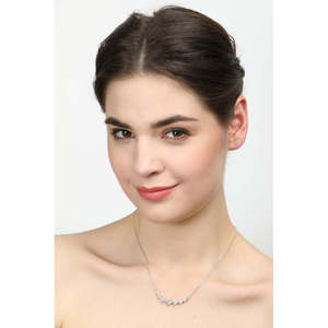 Pendentif CLARA en argent sterling 925 plaqué rhodium avec 7 pierres, chaîne géométrique, diamant en or blanc, zircon, cadeau pour femmes et filles - Product Image 5