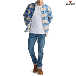 Custom Logo Knitted Solid Quick Dry Regular Fit Sports Breathable Casual Long Sleeve Running <b>Men</b> <b>Flannel</b> <b>Shirt</b> - Product Image 3