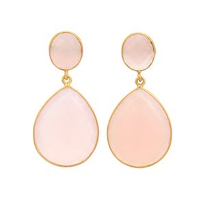 2025 Trendy <b>Pink</b> Chalcedony Earrings 925 Sterling Silver Fashion Handmade Jewelry for Women and Girls - Product Image 1