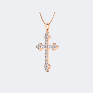 Collar con Colgante de Cruz de Diamantes Redondos de 2.65CTW, Engastado en Oro Sólido, Joyería Religiosa, Cruz Clásica para Mujeres y Hombres - Product Image 1