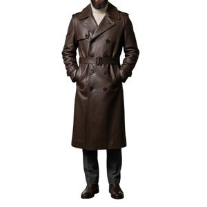 Abrigo largo de cuero de alta calidad de invierno para hombre, nueva gabardina elegante a la moda con el mejor Material, precio al por mayor, abrigo largo de cuero para hombre - Product Image 6