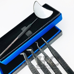 แหนบต่อขนตาสแตนเลสสีดำพร้อมฉลากส่วนตัวดีไซน์ที่ยั่งยืน - Product Image 4