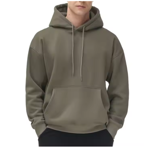 Sweat à capuche épais et personnalisé pour hommes de haute qualité 300 grammes en mélange de coton col double couche solide devant vêtements de rue surdimensionnés - Product Image 1