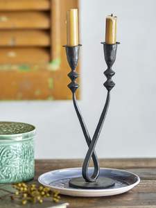 Industrial Vintage <b>Matte</b> Black & Gold Ombre Candle Holders Elegant Trumpet Base Metal Candlestick Luxury Dining <b>Table</b> Ornaments - Product Image 2