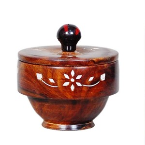 ถาดไม้เห่าทรงกลมถาดไม้400ชิ้นชามไม้มะม่วงตกแต่งด้วยเปลือกไม้ทำในอินเดีย - Product Image 3