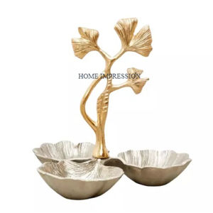 Cuencos de regalos para bodas y eventos chapados en oro de aluminio puro, plato y cuencos para servidor de decoración de mesa de restaurante en la India - Product Image 5