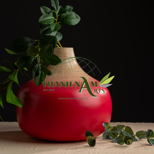 Vase moderne en bambou finition laquée décoration de la maison option cadeau - Product Image 1