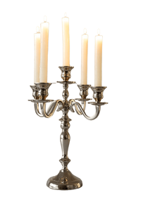 Elegante Candelabro de Cinco Brazos de Metal Plateado con Acabado Pulido Clásico y Estilo Vintage Alto para una Mejora Refinada del Hogar - Product Image 2