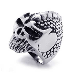 USA Seller Men's Stainless Steel Skull Biker <b>Ring</b> Silver Inlay Cluster <b>Fashion</b> <b>Rings</b> Size 8-14 Trendy Style-SR52 - Product Image 3