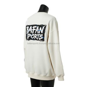 Sweat-shirt oversize pour femme en tissu polaire en coton GSM, couleur crème, logo personnalisé, impression sérigraphique, style décontracté, sweat-shirt respirant pour femme - Product Image 5