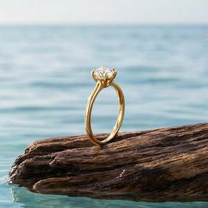 Jeulia Custom Ultra <b>Thin</b> Oval Cut Solitaire Wedding <b>Ring</b> for Men in 10K/14K/18K Gold or Platinum - Product Image 4