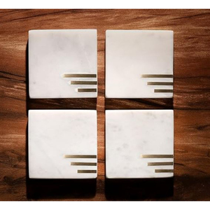 Nouvelle conception sous-verres décoratifs ensemble de 4 sous-verres en marbre blanc pour vaisselle verres sous-verre à bas prix - Product Image 2