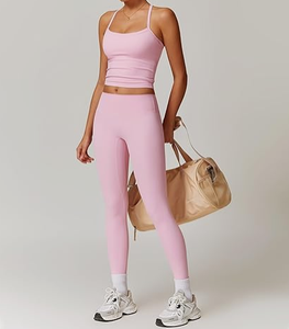 Conjunto de Yoga Ligero para Mujer Más Vendido, Impresión Personalizada de Alta Calidad, Ropa Deportiva Transpirable, Diseño Sólido, Conjunto de 2 Piezas Corto - Product Image 1
