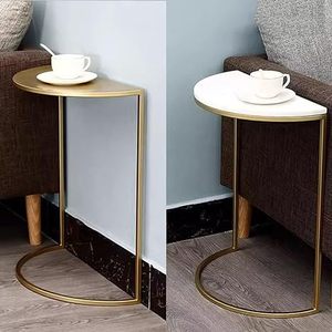 La mejor venta, diseño Simple moderno con marco de Metal y semicírculo, mesa de centro pequeña superior de mármol para muebles de interior del hogar - Product Image 5