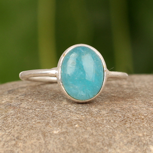 Nouveauté Bague pour femme en argent sterling 925 avec pierre précieuse Smithsonite de 10x14 mm, design ovale élégant, vente d'été, cadeau parfait, bijoux - Product Image 5