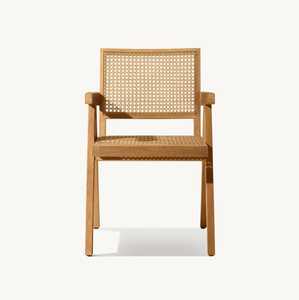 Outdoor <b>Teak</b> Wood Dining <b>Chair</b> with Rope Weaving Modern Garden Patio Furniture - Product Image 1