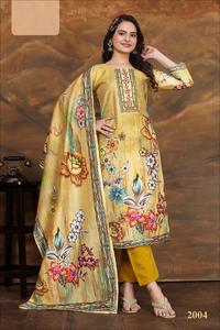 Heavy Digital Silk Embroidery Multi Color Quick Dry Casual All Seasons Silk Dupatta Set <b>Kurtis</b> for Wholesale - Product Image 6