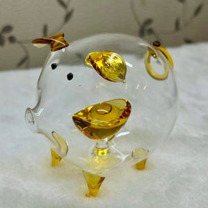 Exquisito Adorno de Cristal Translúcido 'Tesoro de Cerdo', Hecho a Mano, Arte Popular Religioso, Decoración, Regalo de Año Nuevo Chino, Artesanía en Cristal - Product Image 1
