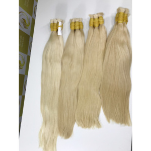 Timehair Lot de mèches blondes 613 avec closure, cheveux vietnamiens ultra-lisses, 100% vierges Remy, haute qualité, double trame machine, cheveux en vrac - Product Image 1