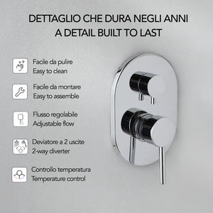 Mitigeur de douche encastré Femme Koricini Chrome avec inverseur - Product Image 2