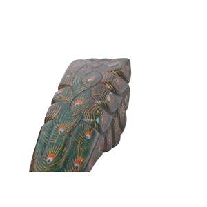 Paon traditionnel peint à la main sur bois, motif animal fait main - Product Image 4