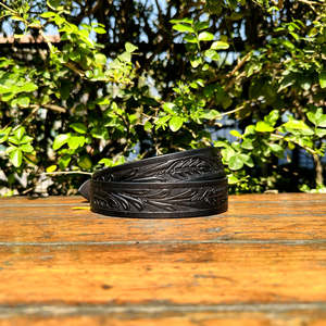 เข็มขัดหนังวัวแท้ลายดอกไม้ งานฝีมือสุดหรูหรา ตกแต่งด้วยโลหะผสมสังกะสี หัวเข็มขัดแบบตะวันตก ขนาด 40 มม. R M INTERNATION - Product Image 6