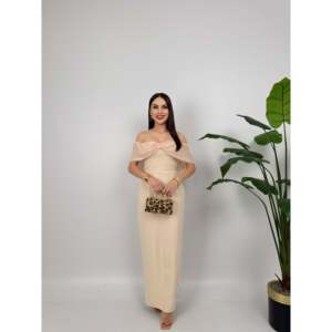 Vestido de Chifón sin Tirantes 2091 con Cintura Natural y Elegante Adorno de Satén en Forma de Globo - Product Image 3